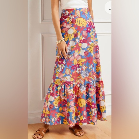 Talbots Dresses & Skirts - NWT TALBOTS FRUITS AND FLOWERS POPLIN
TIERED MAXI SKIRT SIZE LARGE